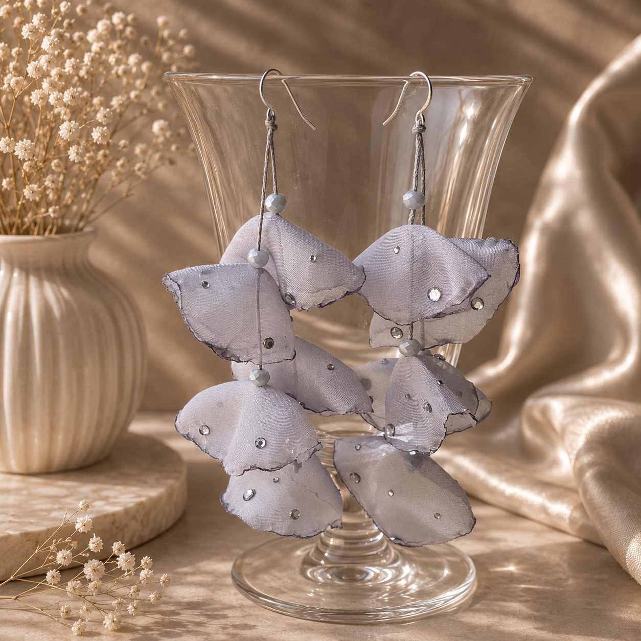 Embellished Petal Drop Earrings