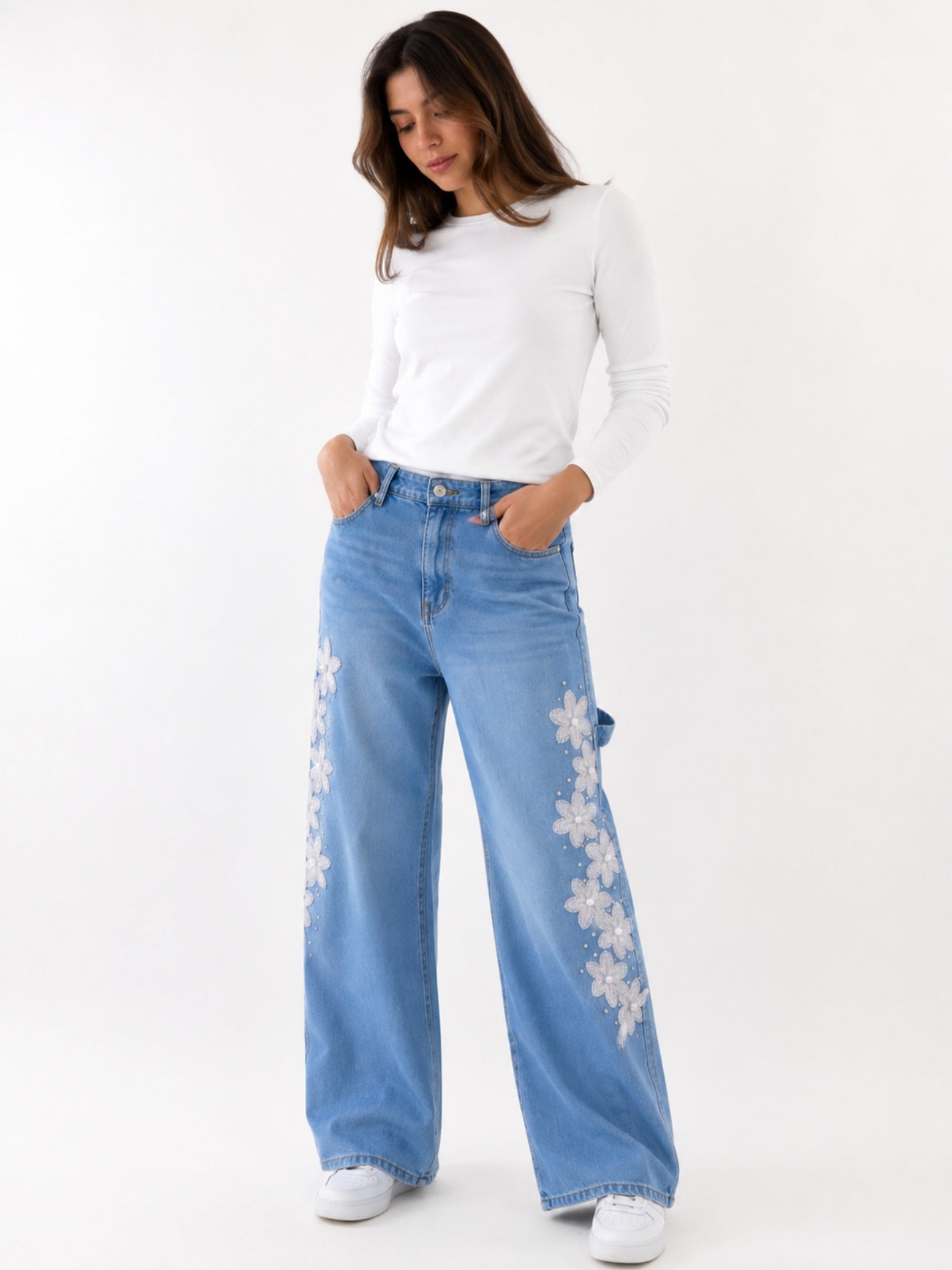 Blossom Pearl Wide-Leg Jeans